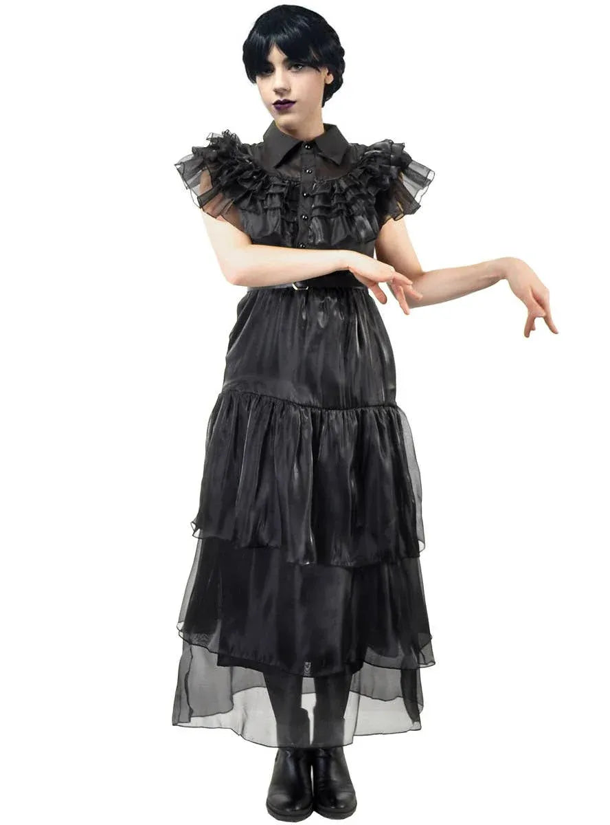 Deluxe Teen Girls Wednesday Black Party Dress Costume V1191-K-HC-ZT-0106164T-TEEN