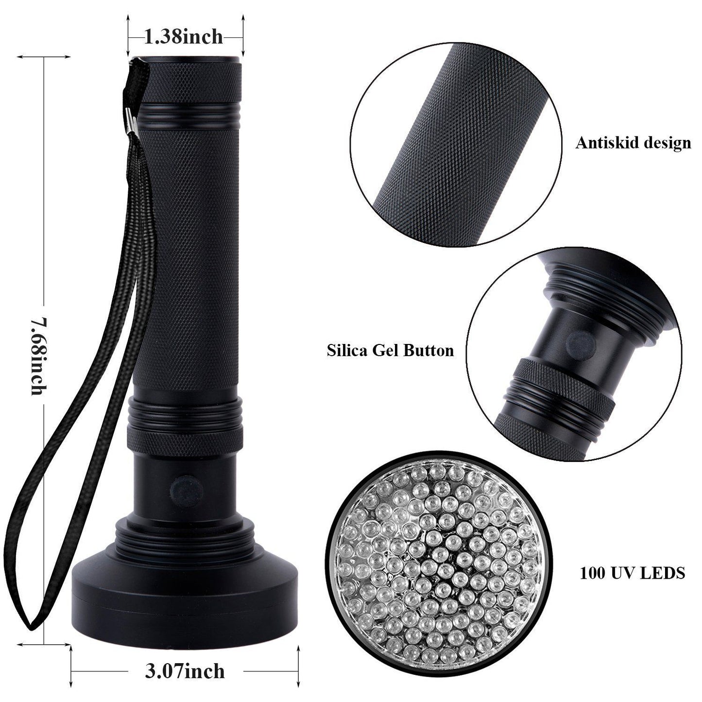 Ultraviolet Flashlights UV Detector, LED Flashlights Pet Urine Detector for Cat Urine, Stains, Bed Bug, V1192-AZ-W-0006