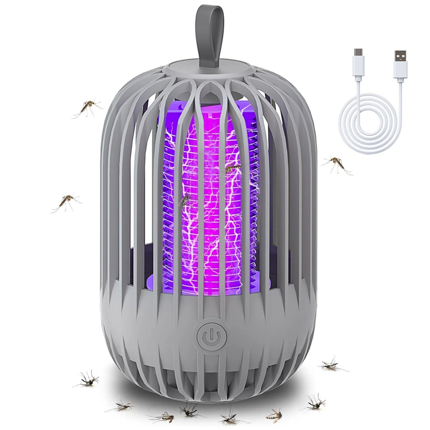 Indoor & Outdoor Rechargeable Fly Trap Mosquito Zapper with USB Power Supply, Powerful Electric Mosquito Trap V1192-AZ-W-0007