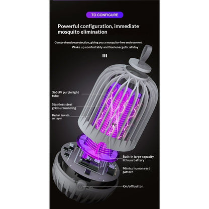 Indoor & Outdoor Rechargeable Fly Trap Mosquito Zapper with USB Power Supply, Powerful Electric Mosquito Trap V1192-AZ-W-0007