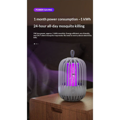Indoor & Outdoor Rechargeable Fly Trap Mosquito Zapper with USB Power Supply, Powerful Electric Mosquito Trap V1192-AZ-W-0007