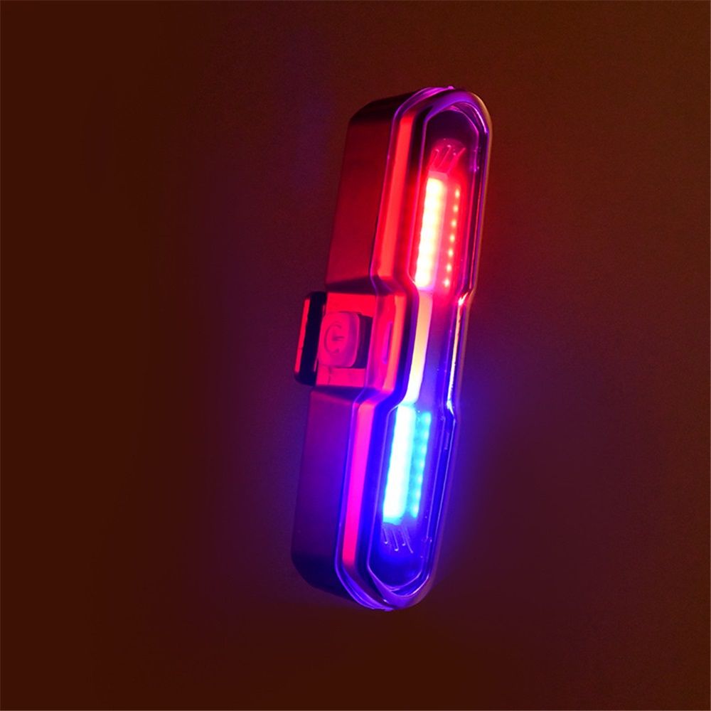 USB Rechargeable Tail Light, LED Night Cycling Bike Warning Rear Tail Light for Cycling Safety(Red & Blue & V1192-AZ-W-0008