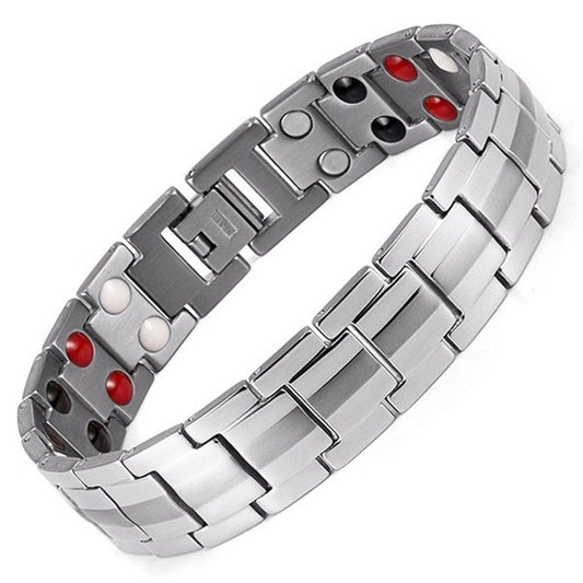 Zinc alloy Cross Bracelet for Men,Magnetic Therapy Bracelet with Magnets - with Double Row 4 Elements Magnets V1192-AZ-W-0014