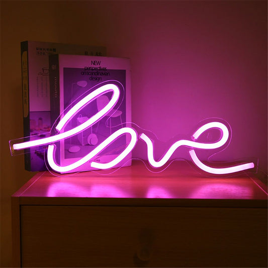 LED Neon Pink "Love" Wall Sign For Cool Light, Wall Art, Bedroom Decorations, Home Accessories, Party, V1192-AZ-W-0015