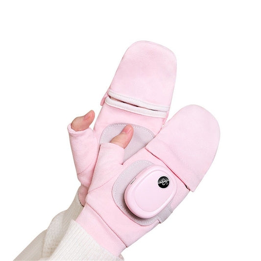 Heated Gloves for Women, Upgraded Smart Thermostatic Electric Heated Fingerless Gloves Rechargeable for Women V1192-AZ-W-0016