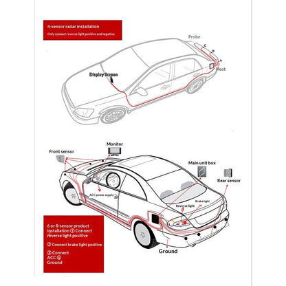 Backup Parktronic System Car Auto Vehicle Reverse with 8 Parking Sensors kit Distance Detection LCD Distance V1192-AZ-W-0025