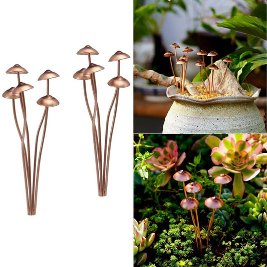 2pcs Metal Mushroom Garden Statue Stake,Flower Pot Decoration,Outdoor Statue Mushroom Ground Decoration for V1192-AZ-W-0031