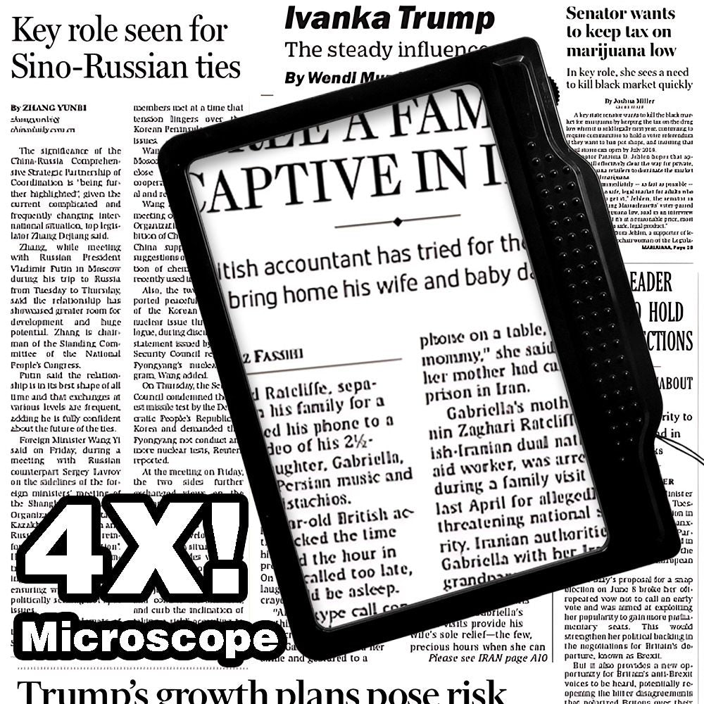 4X Magnifying Glass for Reading, Large Bright Full Page Magnifier with Light, Handheld LED Dimmable Lighted, V1192-AZ-W-0035