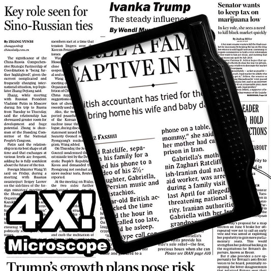 4X Magnifying Glass for Reading, Large Bright Full Page Magnifier with Light, Handheld LED Dimmable Lighted, V1192-AZ-W-0035