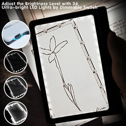 4X Magnifying Glass for Reading, Large Bright Full Page Magnifier with Light, Handheld LED Dimmable Lighted, V1192-AZ-W-0035