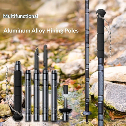 Hiking Stick Walking Staff - Outdoor Multitool Gear Trekking Pole Collapsible Retractable Premium V1192-AZ-W-0036