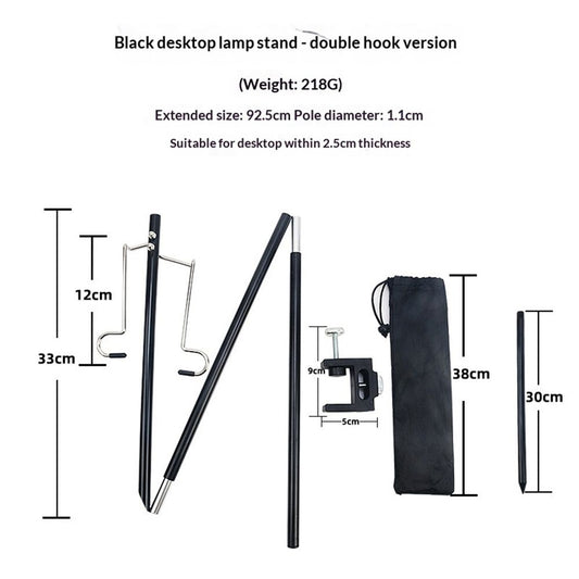 Folding Lantern Stand Pole Portable Lamp Stand Hook Collapasible Light Stand Holder for Camping Fishing V1192-AZ-W-0041