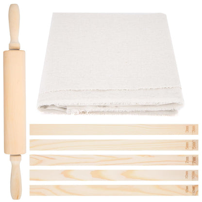12 Pcs Pottery Tools Include 1 Wood Rolling Pin Sculpting Polymer Clay Tools 1 Portable Pottery Wedging V1192-AZ-W-0046