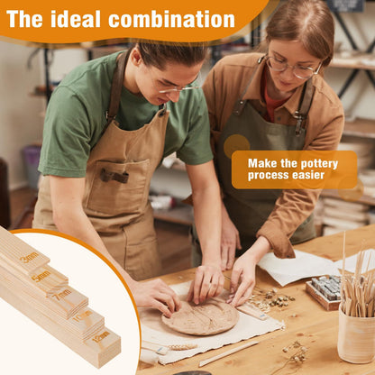 12 Pcs Pottery Tools Include 1 Wood Rolling Pin Sculpting Polymer Clay Tools 1 Portable Pottery Wedging V1192-AZ-W-0046