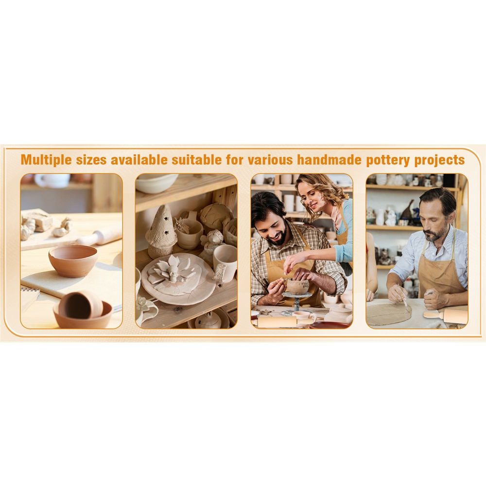 12 Pcs Pottery Tools Include 1 Wood Rolling Pin Sculpting Polymer Clay Tools 1 Portable Pottery Wedging V1192-AZ-W-0046