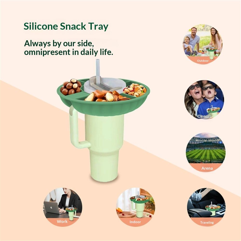 Snack Bowl for Cup 40 oz with Handle-Perfectly Compatible Tumbler 40 oz with Handle, Reusable Silicone Snack V1192-AZ-W-0047