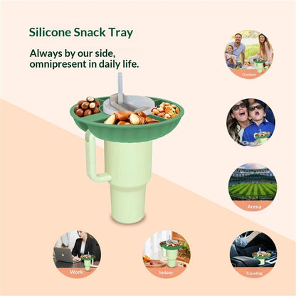 Snack Bowl for Cup 40 oz with Handle-Perfectly Compatible Tumbler 40 oz with Handle, Reusable Silicone Snack V1192-AZ-W-0047
