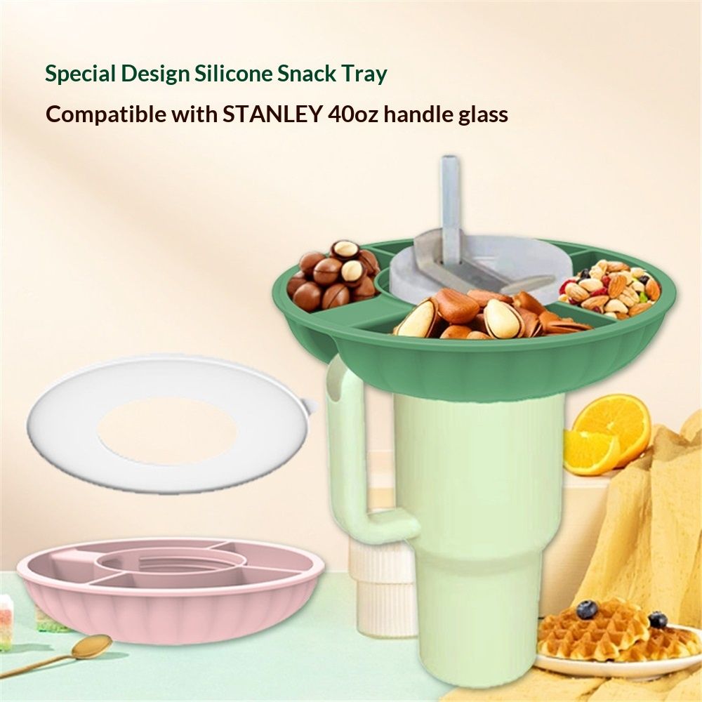 Snack Bowl for Cup 40 oz with Handle-Perfectly Compatible Tumbler 40 oz with Handle, Reusable Silicone Snack V1192-AZ-W-0047