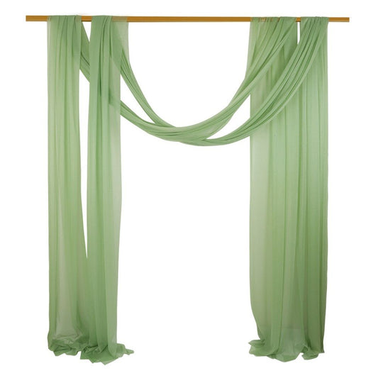 Green Sheer Wedding Arch Draping Fabric 75*300cm 2 Panels Outdoor Curtain Drapes Extra Long for Bridal Baby V1192-AZ-W-0050
