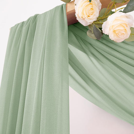 Green Sheer Wedding Arch Draping Fabric 75*300cm 2 Panels Outdoor Curtain Drapes Extra Long for Bridal Baby V1192-AZ-W-0050