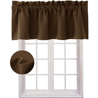 Valance Curtains Blackout Solid Rod Pocket Valances for Living Room and Bedroom, 45*145cm Brown, 1 Panel V1192-AZ-W-0052