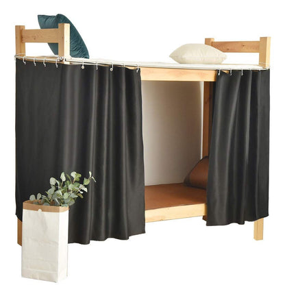 Heavy-Duty Blackout Bottom Bunk Bed Curtains Privacy Canopy Twin Size for Home Dorm, 2 Panels, Black V1192-AZ-W-0054