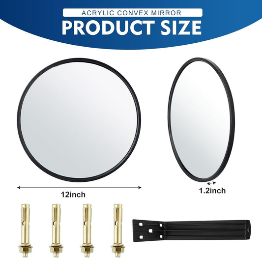 1Pcs Convex Mirror Acrylic Safety Security Traffic Corner Mirrors Adjustable Wide Angle View with Fixing V1192-AZ-W-0057