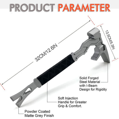 15 Inch Multi-Function Demolition Tool, Hammer, Nail Puller, Multi-Use, Heavy Duty Construction, DIY Hand V1192-AZ-W-0077