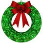 Christmas wreath outdoor decoration, small Christmas wreath plugin, suitable for doors, windows, garage green V1192-AZ-W-0080