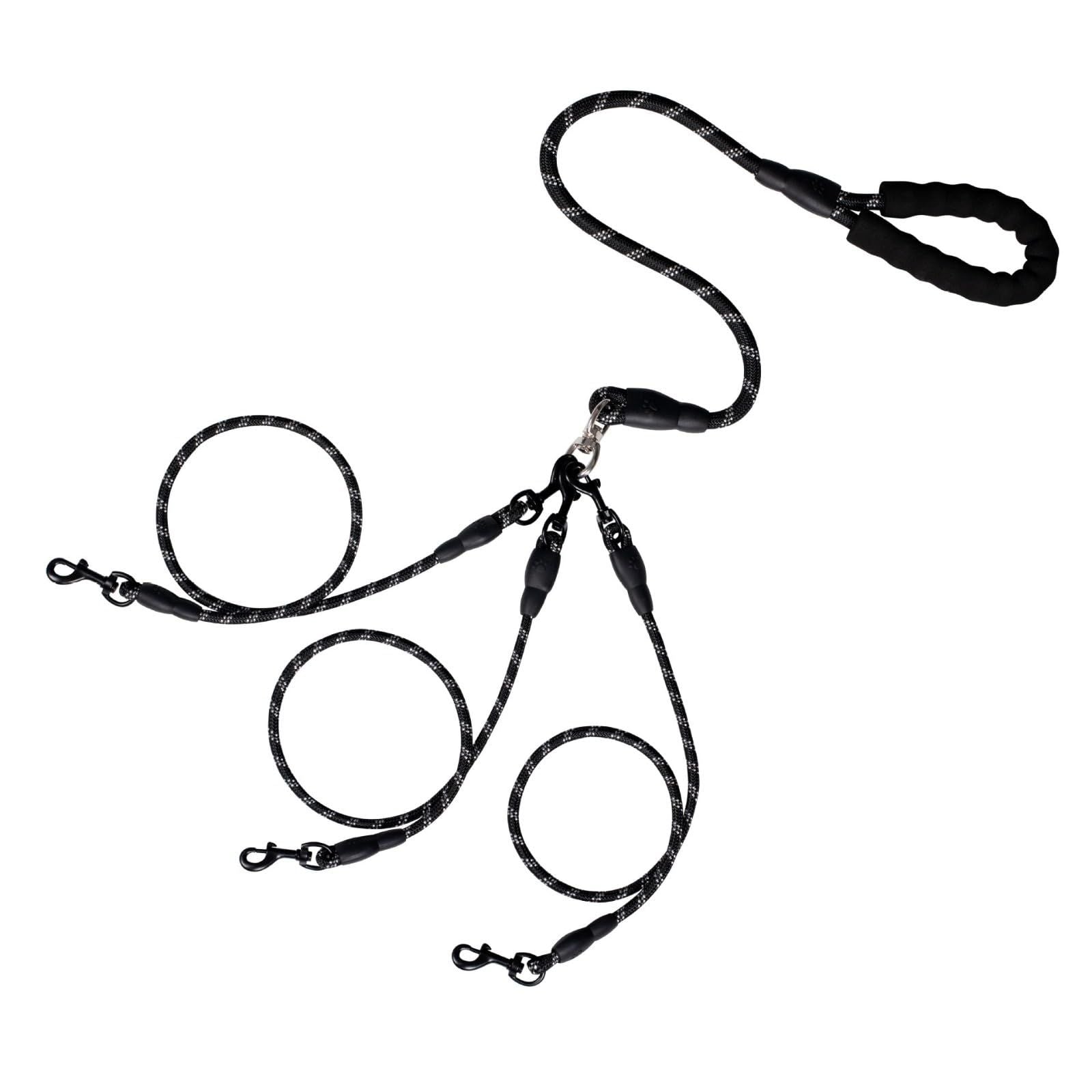 No Tangle 3 Dog - Main Lead Rope with Padded Handle, Three Detachable Leash Splitters, Heavy-Duty Clip, V1192-AZ-W-0085