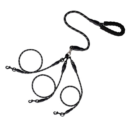 No Tangle 3 Dog - Main Lead Rope with Padded Handle, Three Detachable Leash Splitters, Heavy-Duty Clip, V1192-AZ-W-0085