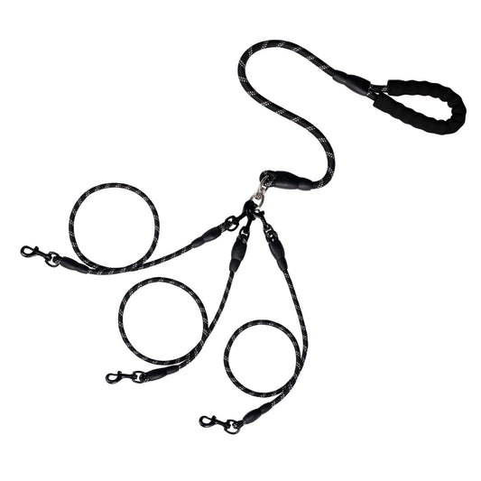 No Tangle 3 Dog - Main Lead Rope with Padded Handle, Three Detachable Leash Splitters, Heavy-Duty Clip, V1192-AZ-W-0085