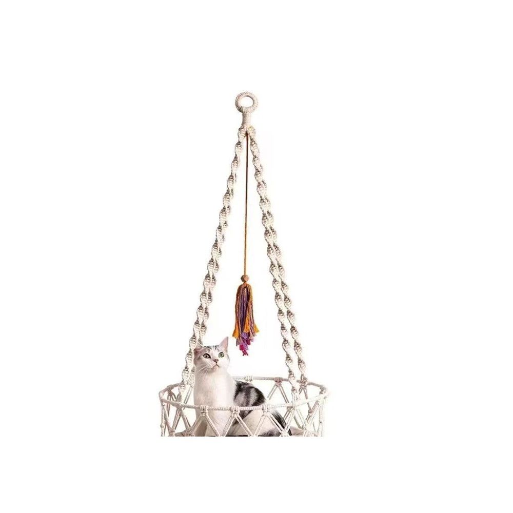 Cat Hammock with Cushion,Hanging Indoor Boho Kitten Swing Beds for Playing Sleeping Climbing and V1192-AZ-W-0086