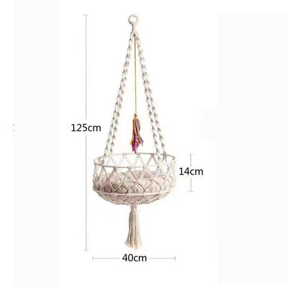 Cat Hammock with Cushion,Hanging Indoor Boho Kitten Swing Beds for Playing Sleeping Climbing and V1192-AZ-W-0086