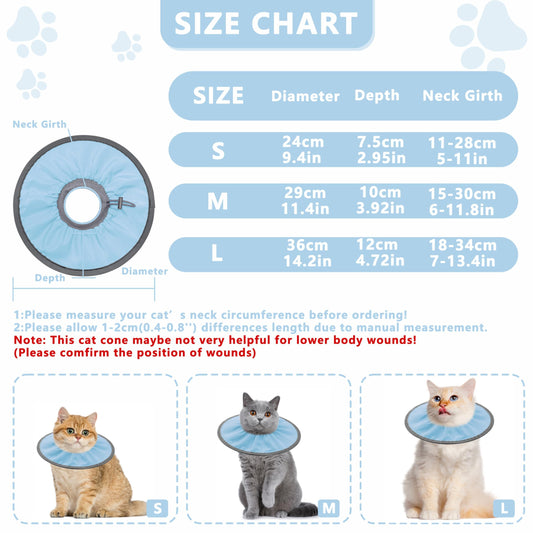 Lightweight Cat Cone Collar Soft, Soft Comfortable Cat Recovery Collar After Surgery, Collar for Cats, Cone V1192-AZ-W-0098