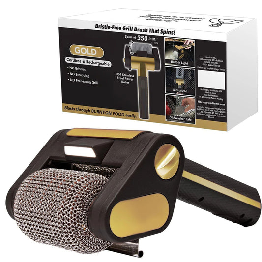 Electric Grill Cleaner Bristle Free - Cordless, Rechargeable BBQ Grill Brush with 350 RPM Stainless Roller, V1192-AZ-W-0104