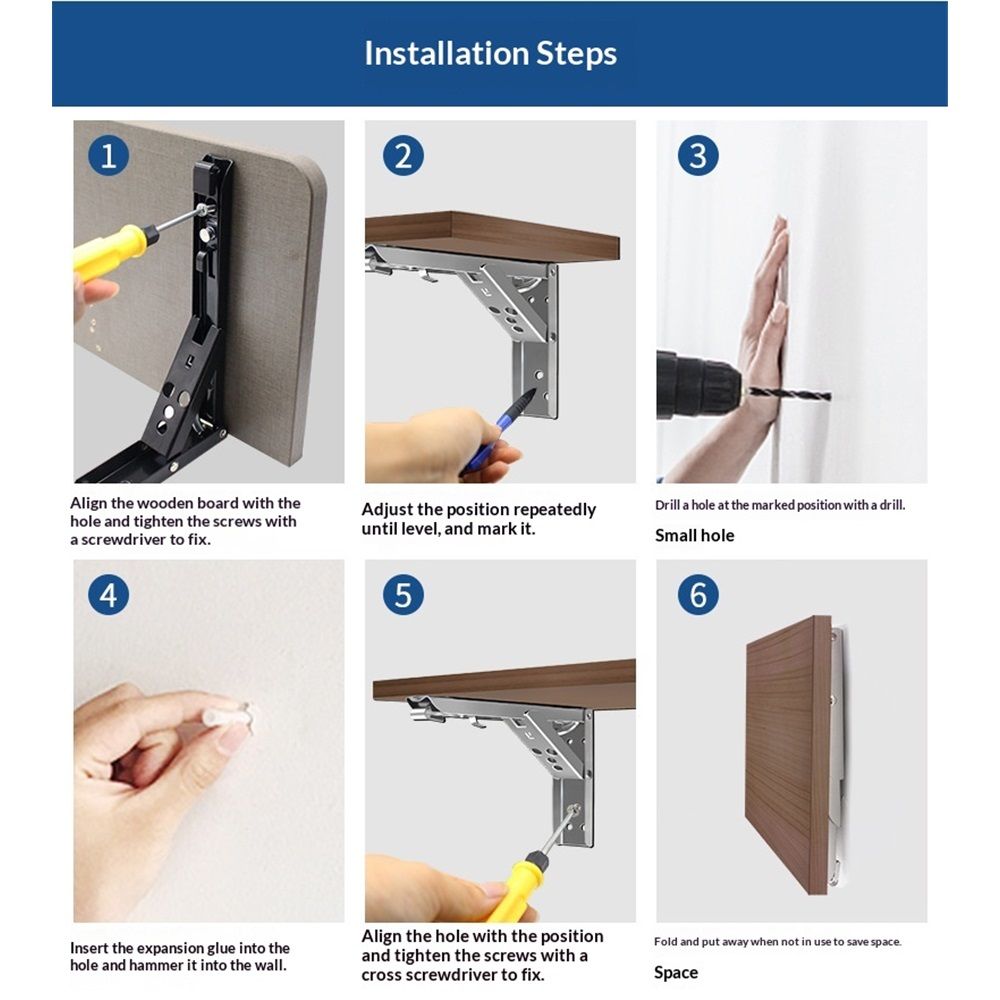 Folding Shelf Brackets Hinges 2 Pcs,Drop Leaf Hinges,Wall Drop Leaf Table Hinge,90 Degree Self-Locking V1192-AZ-W-0105