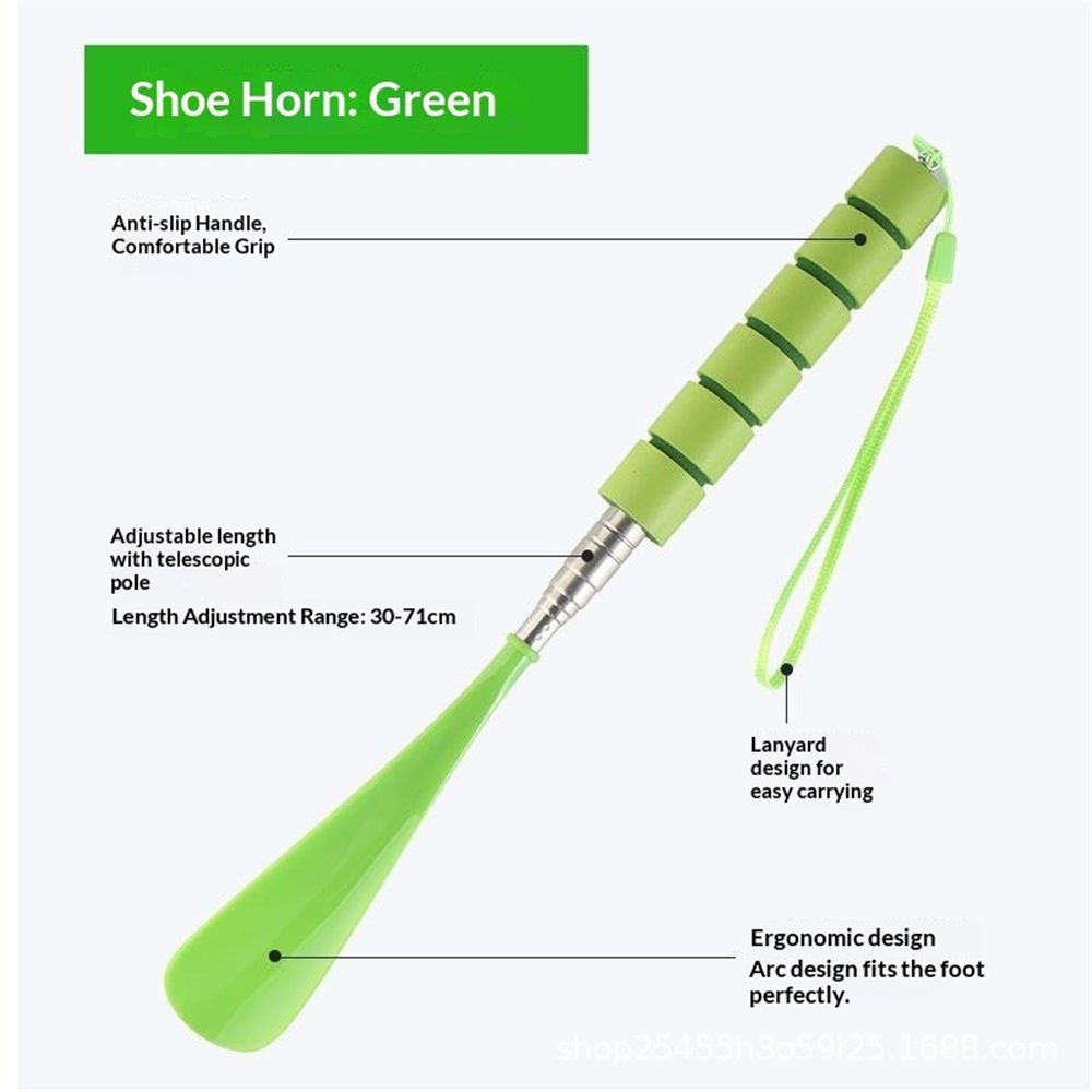 2 pack Shoe Horn Retractable Stainless Steel Long-Handle Foldable Shoe Puller for Seniors Extended Travel V1192-AZ-W-0112