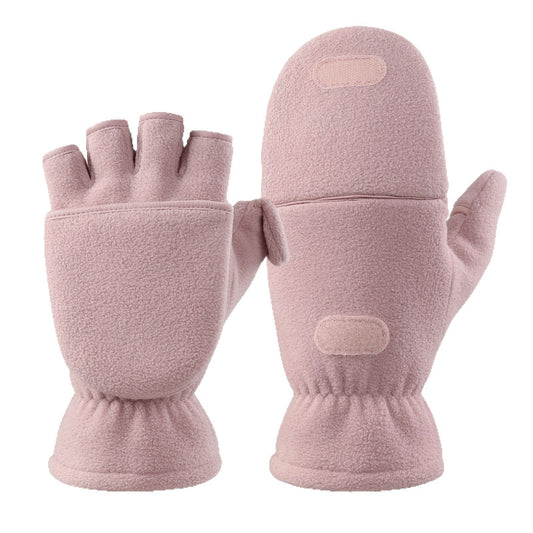 Winter Gloves Fingerless Convertible Mittens Thermal Polar Double layered thickened Insulated Lining V1192-AZ-W-0117