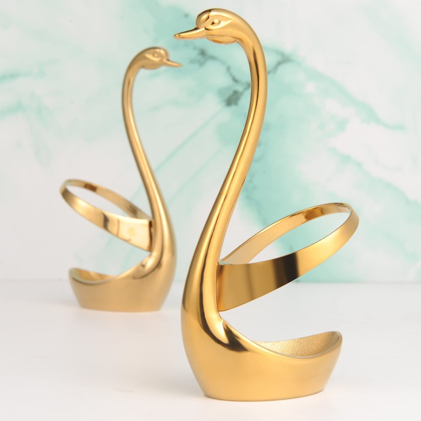 Elegant Small Gold Swan Base Holder for Coffee Bar & Dining, Perfect for Wedding & Entertaining Table Decor V1192-AZ-W-0123