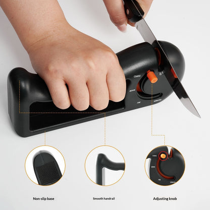 Orange 4-Stage Knife Sharpener & Serrated Knife Sharpener- Repairs, Sharpens & Polishes Blades with Ergonomic V1192-AZ-W-0125