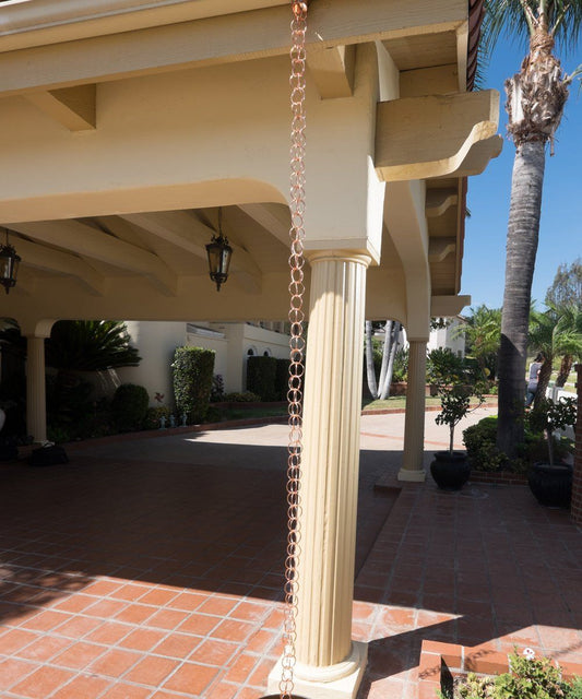Rain Chains Pure Copper Ring Rain Chain, 125cm Decorative Rain Catcher Chain for Gutters, Rain Chains for V1192-AZ-W-0126