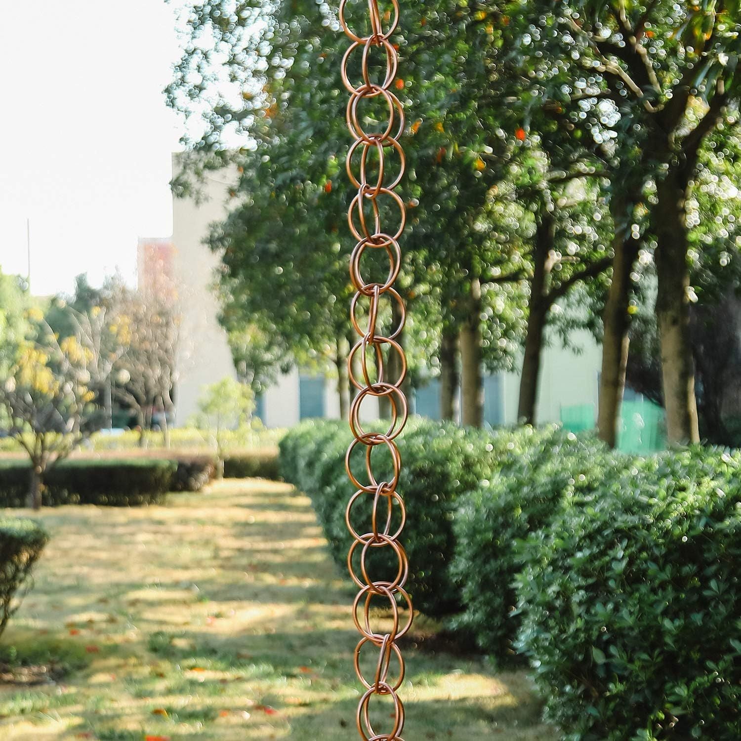 Rain Chains Pure Copper Ring Rain Chain, 125cm Decorative Rain Catcher Chain for Gutters, Rain Chains for V1192-AZ-W-0126