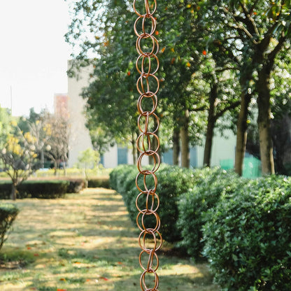 Rain Chains Pure Copper Ring Rain Chain, 125cm Decorative Rain Catcher Chain for Gutters, Rain Chains for V1192-AZ-W-0126