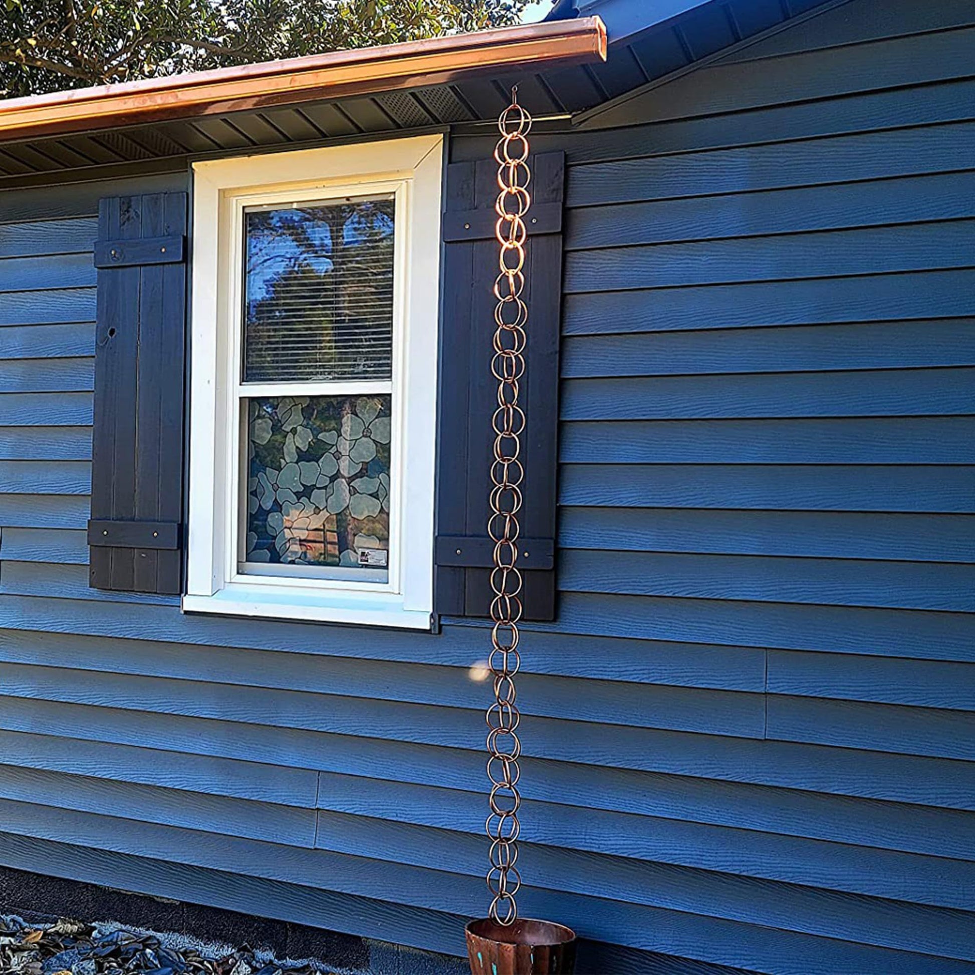 Rain Chains Pure Copper Ring Rain Chain, 125cm Decorative Rain Catcher Chain for Gutters, Rain Chains for V1192-AZ-W-0126