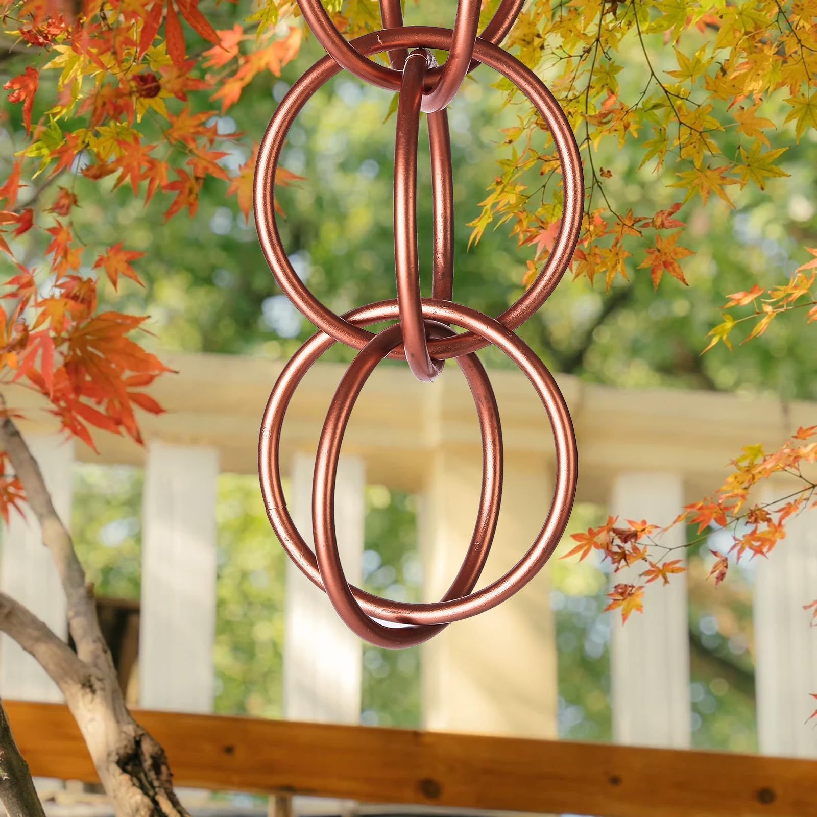 Rain Chains Pure Copper Ring Rain Chain, 125cm Decorative Rain Catcher Chain for Gutters, Rain Chains for V1192-AZ-W-0126