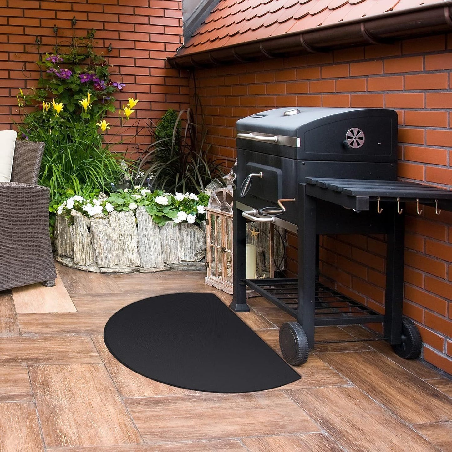 Fireproof Fireplace Hearth Mat Oil-Proof Waterproof BBQ Protector for Decks and Patios, Hearth Rug Protects V1192-AZ-W-0128
