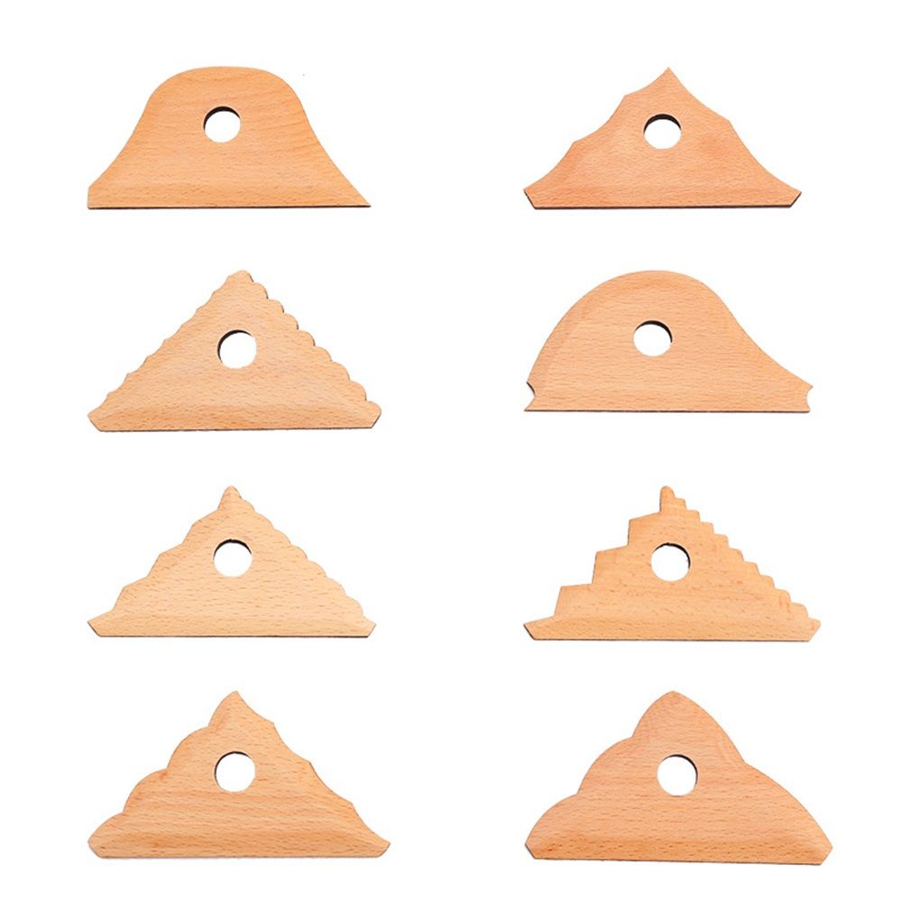 Triangle Pottery Ribs & Trimming Tools | Shaper Tools | 6 Clay Texture Ribs | Solid Beech Wood | 8-Pack V1192-AZ-W-0136