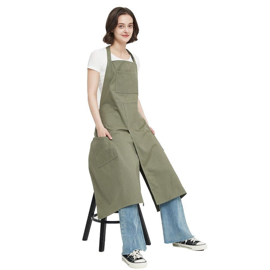 Pottery Apron Split Leg Long Artist Painting Aprons with 3 Pockets for Ceramics Clay Women Men(green) V1192-AZ-W-0141