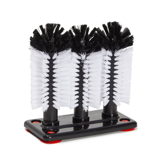 Glass Washer Brush Cleaner - 3 Brushes per Base Bristle Brush for Beer Cup, Long Leg Cup, Red Wine Glass & V1192-AZ-W-0142